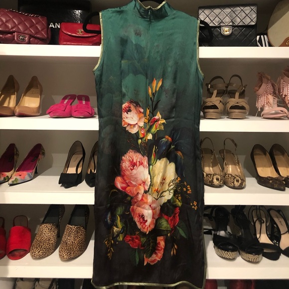 Vintage Silk Green Mandarin Dress🦆 - Picture 5 of 5